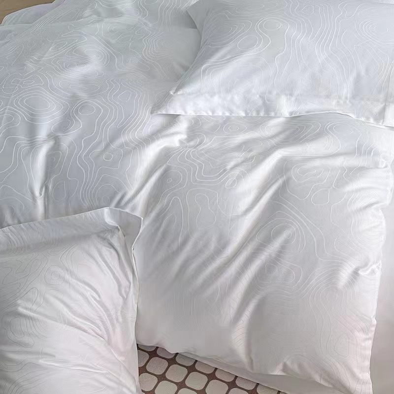 100% Cotton Classical Embroidery Bedding Set White Hotel Bedding Sheet Set