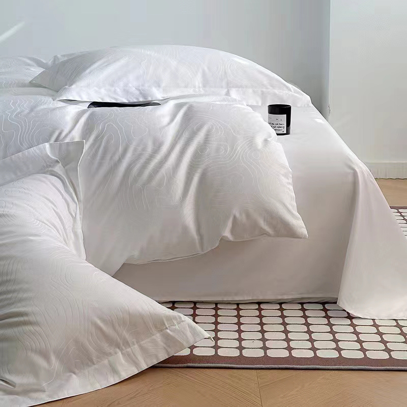 100% Cotton Classical Embroidery Bedding Set White Hotel Bedding Sheet Set